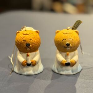 Set of 2 Vintage L'il Chimer Christmas Tree Bell Ornament Beaver by JASCO